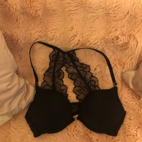 Like New Sexy black with lace back push up bra hook in front AdoreMe - Picture 1 of 4